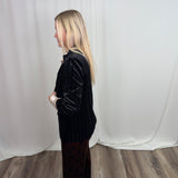Black Pinstripe Velvet 24" Blazer