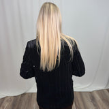 Black Pinstripe Velvet 24" Blazer