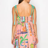 Tropical Print Cotton Maxi Dress