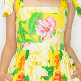 Sunny Yellow Flower Maxi Dress