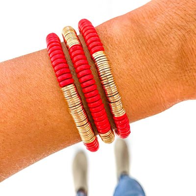 Red Game Day Bracelets &  Necklaces: RED CHUNKY BRACELET