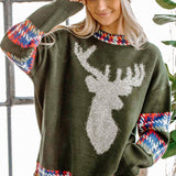 Green Christmas Reindeer Sweater