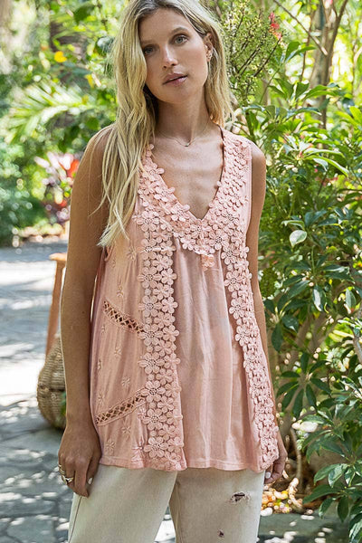 rose floral lace crochet top