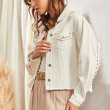 PLUS Ivory Studded Denim Jacket
