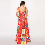 Red Tropical Maxi Dress