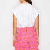 Pink Daisy Lace Mini Skirt
