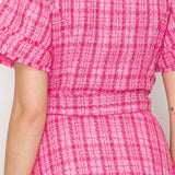 Pink Checker Boucle Mini Dress