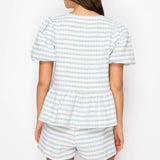 Sky blue Summer Peplum Jacket