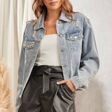 PLUS Studded Detail Denim Jacket