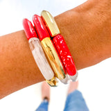 Red Game Day Bracelets &  Necklaces: MATTE RED FLAT TWISTED CUFF