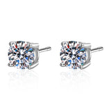 Four-Prong Moissanite Stud Earrings in 925 Sterling Silver: 4.0 ct