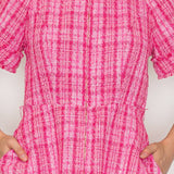 Pink Checker Boucle Mini Dress