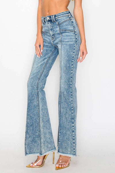 HIGH RISE SUPER STRETCH FLARE WITH SEAMED FRONT JEANS: 3 (25)