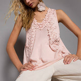 rose floral lace crochet top