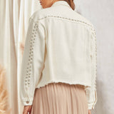PLUS Ivory Studded Denim Jacket