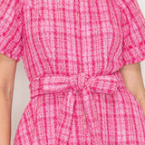 Pink Checker Boucle Mini Dress