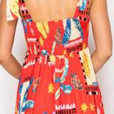 Red Tropical Maxi Dress