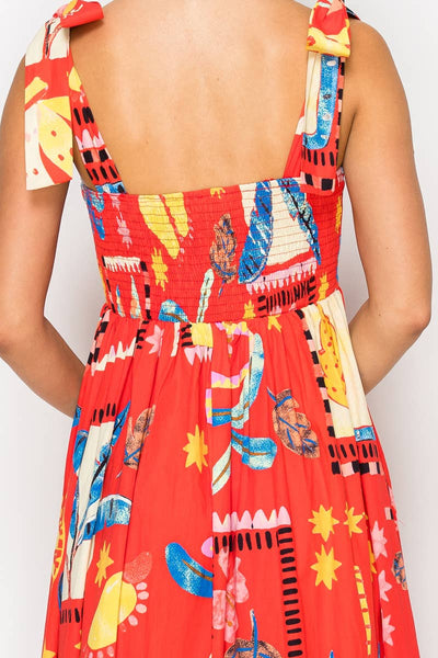 Red Tropical Maxi Dress