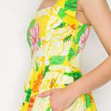Sunny Yellow Flower Maxi Dress