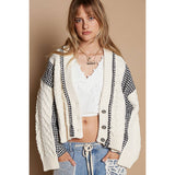 V-neck button down sweater: NATURAL