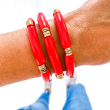Red Game Day Bracelets &  Necklaces: MATTE RED FLAT TWISTED CUFF