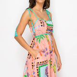 Tropical Print Cotton Maxi Dress