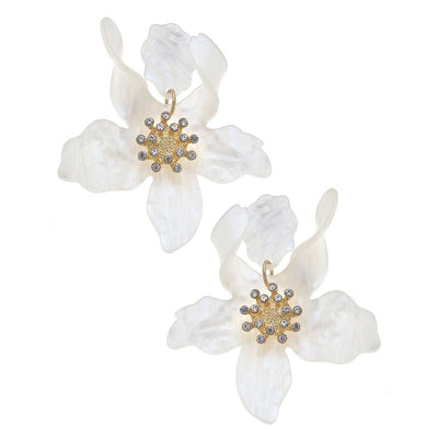 Resin Flower Statement Earrings