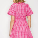 Pink Checker Boucle Mini Dress