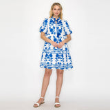 Blue Leaves Print Mini Dress