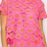 Pink Daisy Lace Top with Bow