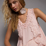 rose floral lace crochet top