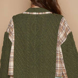 Olive V-neck button down sweater
