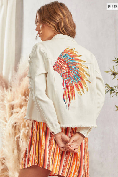 PLUS Embroidered Denim Jacket