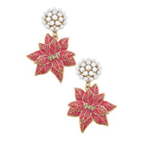 Poinsettia Enamel Earrings in Fuchsia