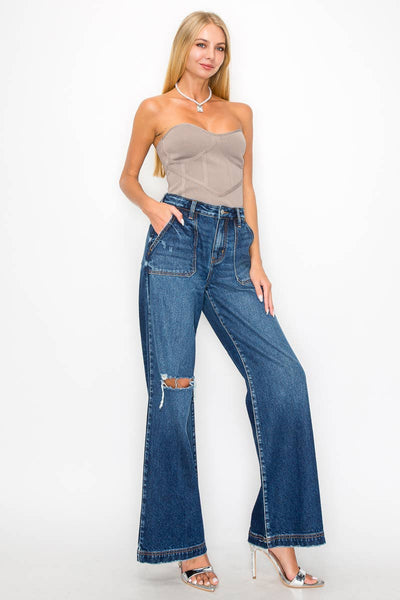 ULTRA HIGH RISE RELAXED FLARE JEANS: 13/30