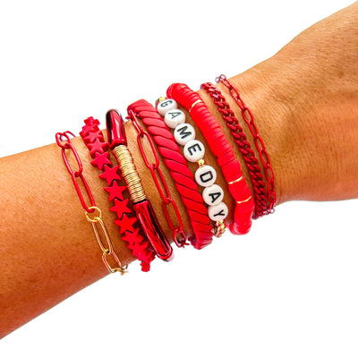 Red Game Day Bracelets &  Necklaces: RED CHUNKY BRACELET