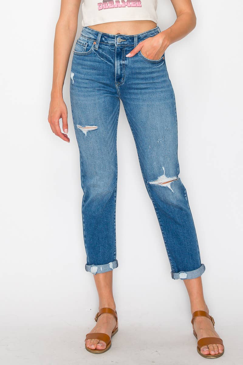 HIGH RISE TAPERED LEG JEANS: 5 (26)