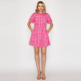 Pink Checker Boucle Mini Dress