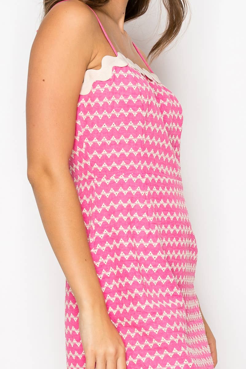 Pink Embroidery Mini Cami Dress