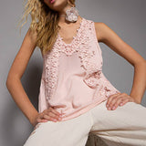 rose floral lace crochet top