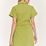 Belted cotton short dress