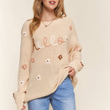 Hello Flower Embroidery Sweater