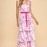 Floral Print Tiered Midi Dress