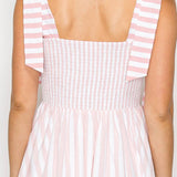 Pink Stripe Maxi Dress Shoulder Tie