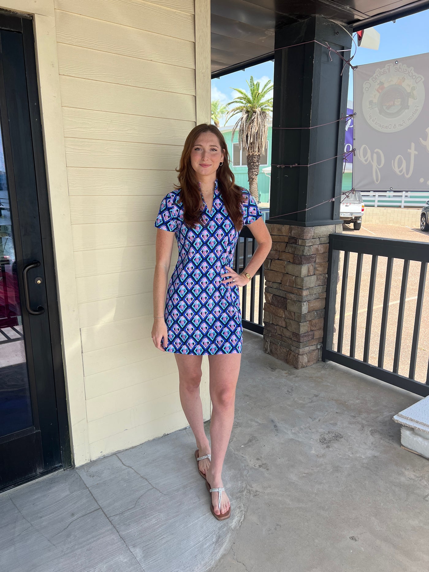 Purple Pineapple Short Sleeve Dress