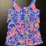 Blue and Pink Floral Cha Cha Top