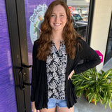 Black Crinkle Cardigan