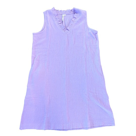 Clear Lilac Sleeveless Frayed Dress