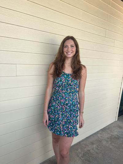 Dark Green and Leaves Cha Cha Dress