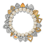 One Heart Pearl Stretch Bracelet